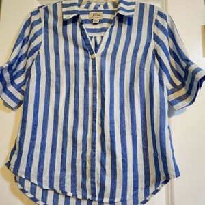 J Crew Puff-Sleeve Stripped Shirt